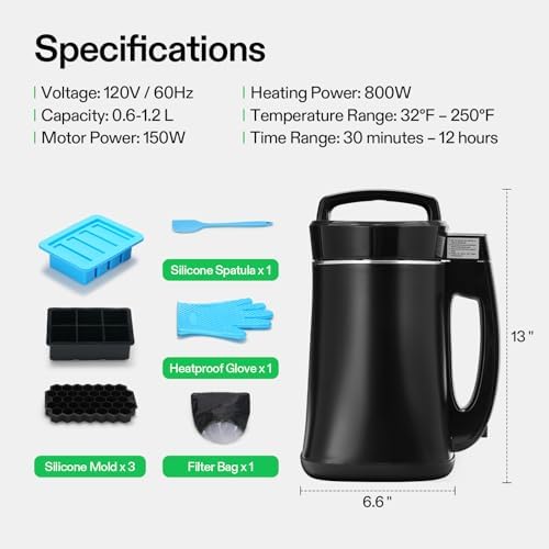 VIVOSUN Herbal Decarboxylation and Infusion Machine | Botanical Extractor and Infuser for Making Butter, Oil, and Tinctures, Includes Recipes and Complete Accessories