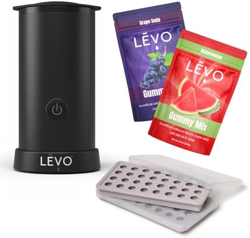 LĒVO Gummy Making Bundle with Gummy Mixer, Candy Making Molds & 2 Gummy Mixes (Watermelon & Grape) - Hands-Free Infused Edible & Gummy Candy Making Kit with Molds and 2 Gummy Candy Mixes