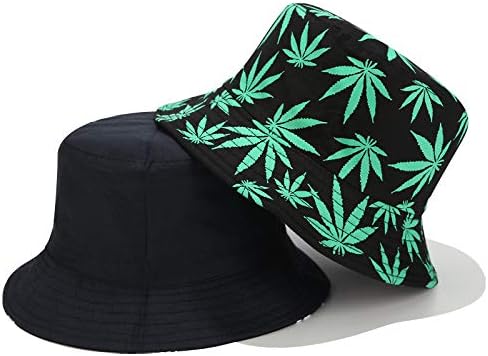 INOGIH Reversible Bucket-Hat Marijuana-Cannabis Weed Foldble Fisherman Hat
