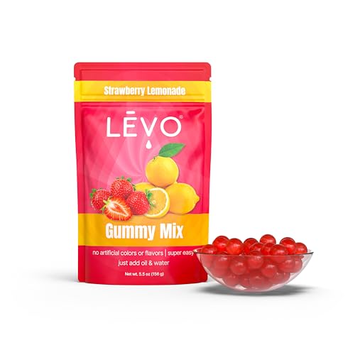 LĒVO Gummy Making Bundle with Gummy Mixer Machine, 2 Silicone Molds & 2 Mixes (Cherry & Strawberry Lemonade) - Hands-Free Infused Edible & Gummy Candy Making Kit with set of Two Molds and Mixes