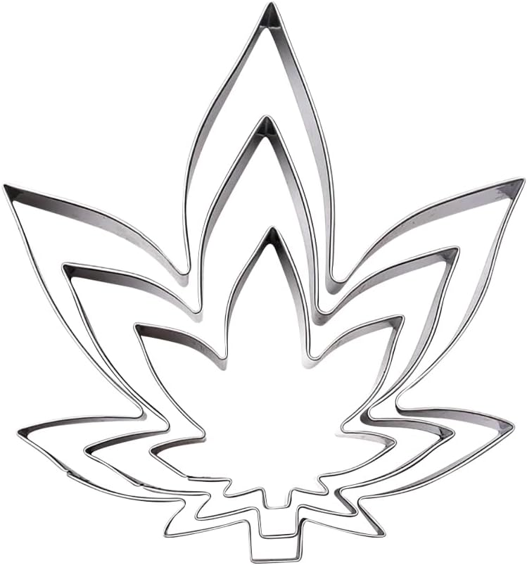 3 Pcs Marijuana Cannabis Shaped Cookie Cutters Stainless Steel Leaf Cookie Mold Shapes Thanksgiving Pastry Biscuit Cutter Shapes Fondant Clay Cutters Shapes for Holiday Birthday Party