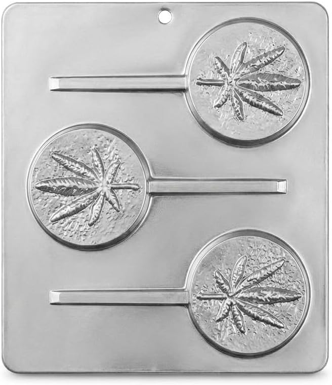 Marijuana Leaf Pot Leaf Lollipop Chocolate Candy Mold 3427-3 Cavities, 3" Diameter