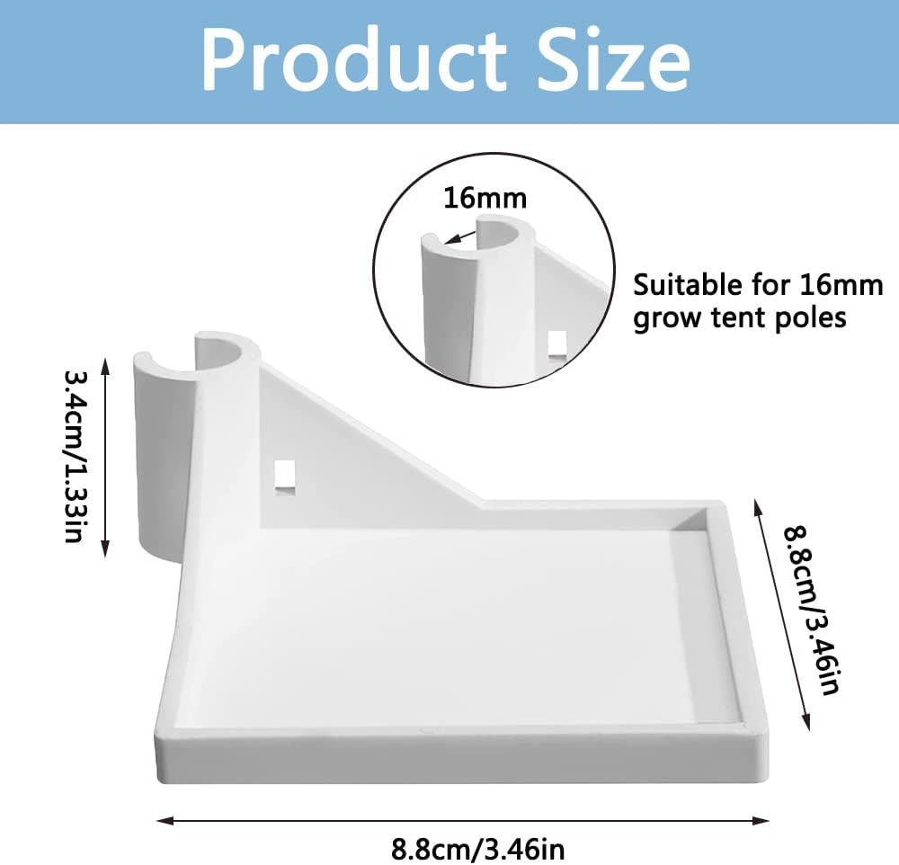 4 PCS Grow Tent Corner Shelf,16 mm Grow Tent Accessories | White Grows Tents Shelves for Place The Hygrometer Camera and Planting Equipment BLACK/WHITE (White/4PCS)