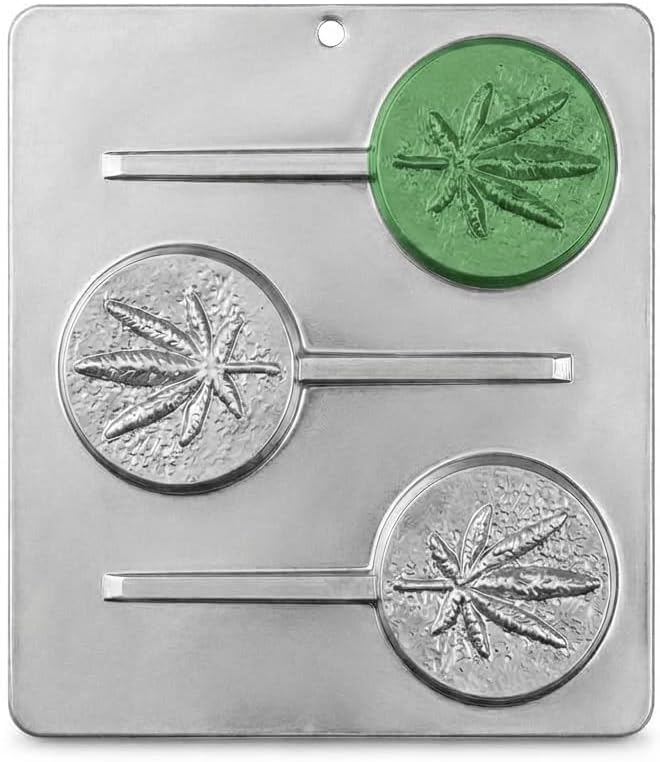 Marijuana Leaf Pot Leaf Lollipop Chocolate Candy Mold 3427-3 Cavities, 3" Diameter
