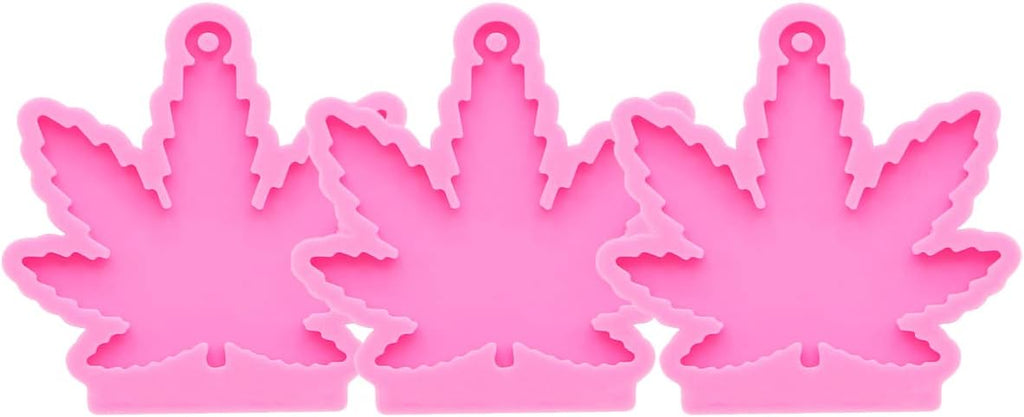 3pc Marijuana Silicone Keychain Mold, Pot Leaf Hemp Resin Epoxy Molds with 10Pc Key Ring (DY0156+DY0156+DY0156+PJ)