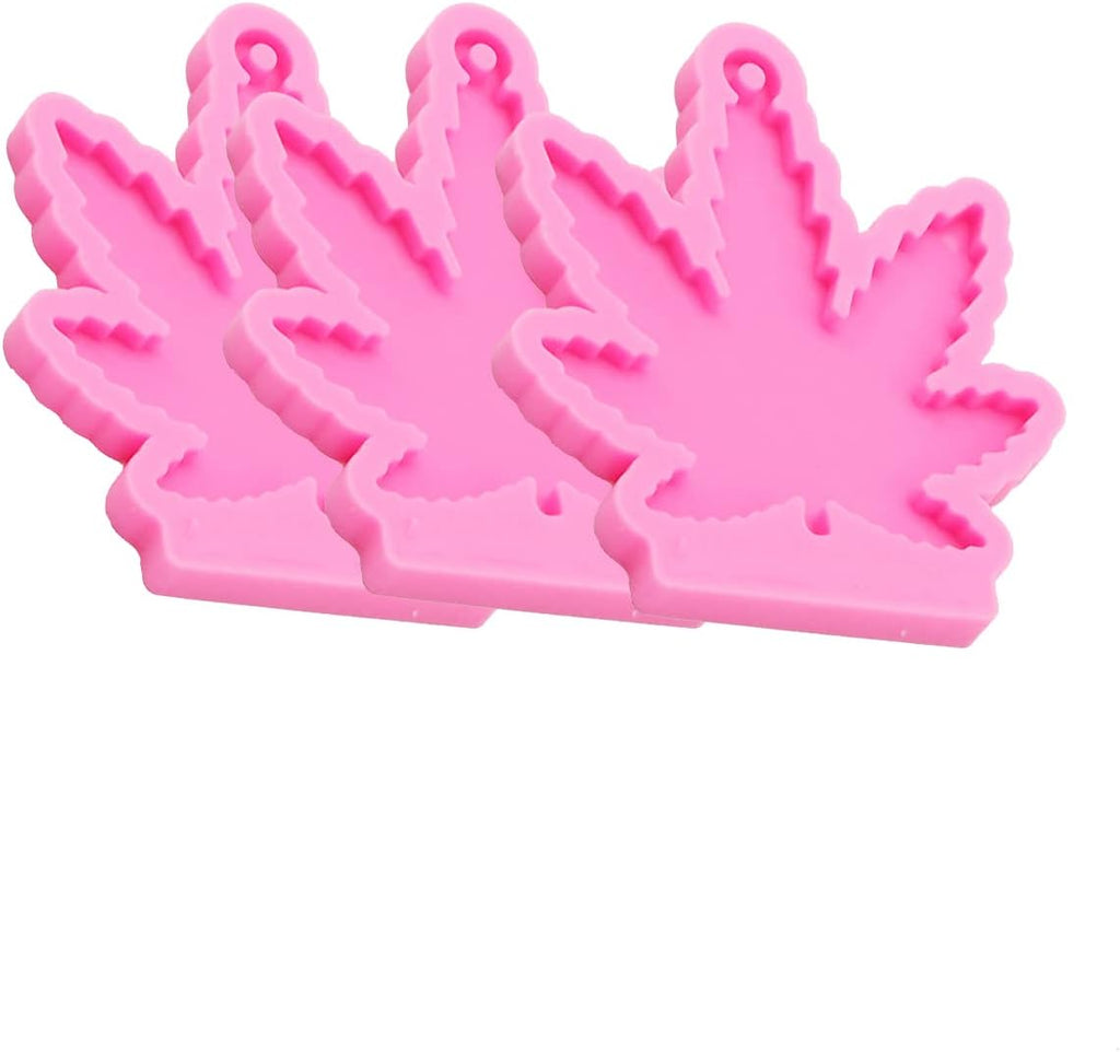 3pc Marijuana Silicone Keychain Mold, Pot Leaf Hemp Resin Epoxy Molds with 10Pc Key Ring (DY0156+DY0156+DY0156+PJ)