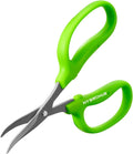Garden Scissors, 6-in Curved Blade Pruning Shears, Non-Stick Coated Steel | Sharp Small Gardening Snips for Plants, Herbs, Flowers in Grow Tent and Hydroponics, Garden Trimming Tools, Easy to Clean