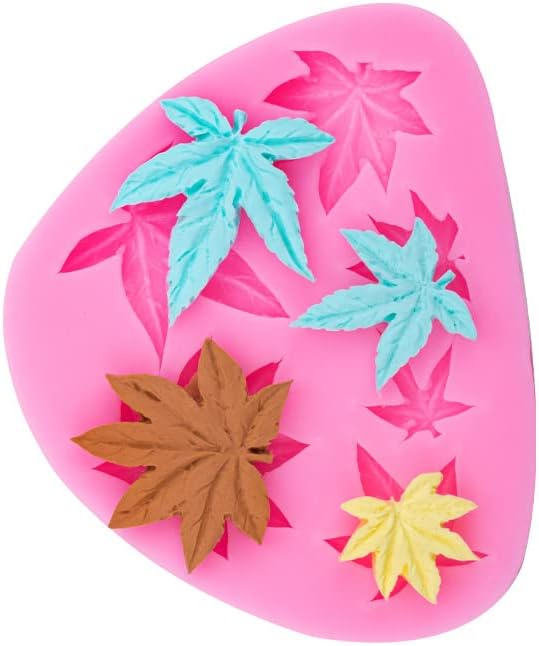 Cestony 2 Pcs Weed Leaf Cake Mold Silicone Molds for DIY Cake Fondant Biscuit Cookies Soap Sugar Pudding Chocolate Hard Candies Dessert Candle Decor Pot Leaf