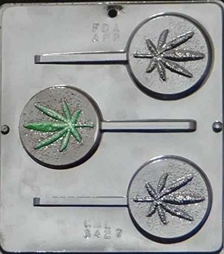 Marijuana Leaf Pot Leaf Lollipop Chocolate Candy Mold 3427-3 Cavities, 3" Diameter