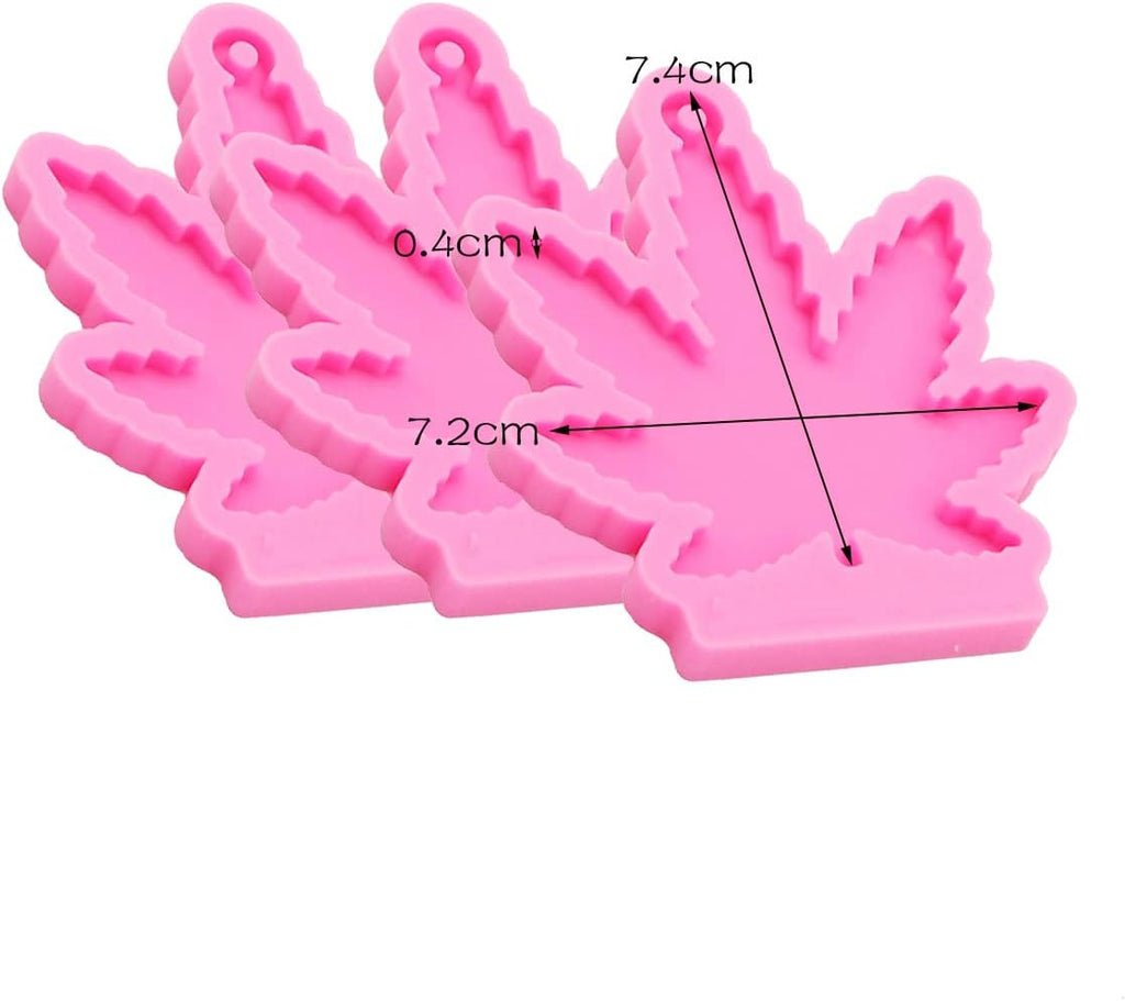 3pc Marijuana Silicone Keychain Mold, Pot Leaf Hemp Resin Epoxy Molds with 10Pc Key Ring (DY0156+DY0156+DY0156+PJ)