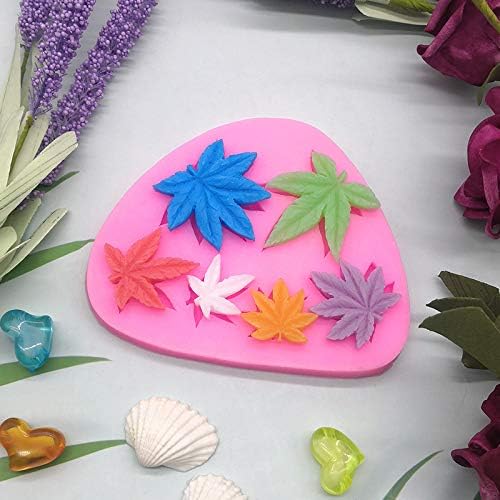 Cestony 2 Pcs Weed Leaf Cake Mold Silicone Molds for DIY Cake Fondant Biscuit Cookies Soap Sugar Pudding Chocolate Hard Candies Dessert Candle Decor Pot Leaf