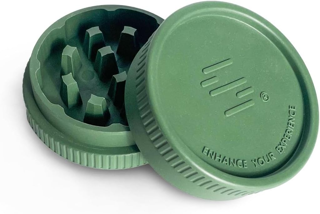 Staze Hemp Herb Grinder, 2 Piece - Lightweight | Durable & Eco Friendly Design with Triangular Teeth for Medium-to-Fine Grind | Perfect for Travel - (Forest Green)