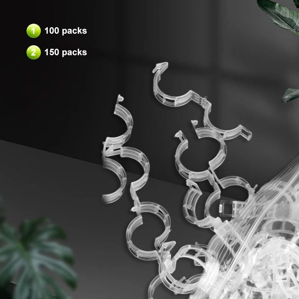Plant Support Clips, Garden Clips for Climbing Plants, Tomato Clips Plastic Plant Clips, Plant Clips for Support Grape Tomato Vegetables Plants to Grow Upright Makes Plants Healthier (100, Green)