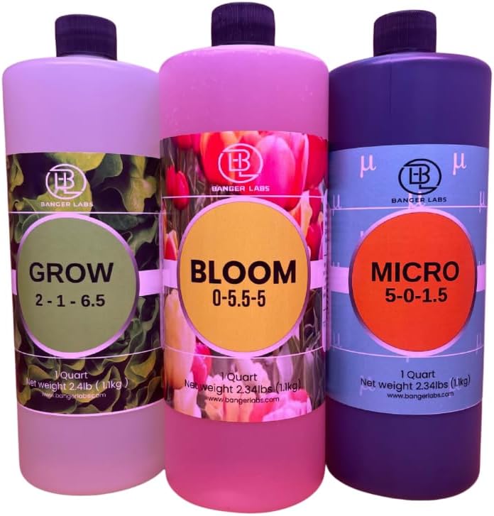 Hydroponic Nutrient Kit – Grow, Bloom, Micro Plant Food for Growing Vegetables Fruits Flowers Herbs for Indoor & Outdoor Soil | Ideal for Hydroponics and Potted Plants