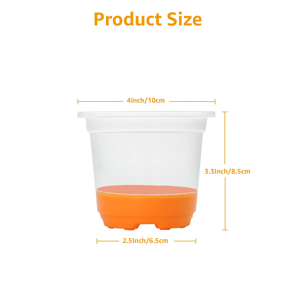 MIXC Clear Nursery Pots with Silicone Base, 4-Inch, 30-Pack | Sturdy Construction, Flexible Base, Drainage Holes, Root and Soil Visibility, Reusable, Seed Starting, Propagation, Green