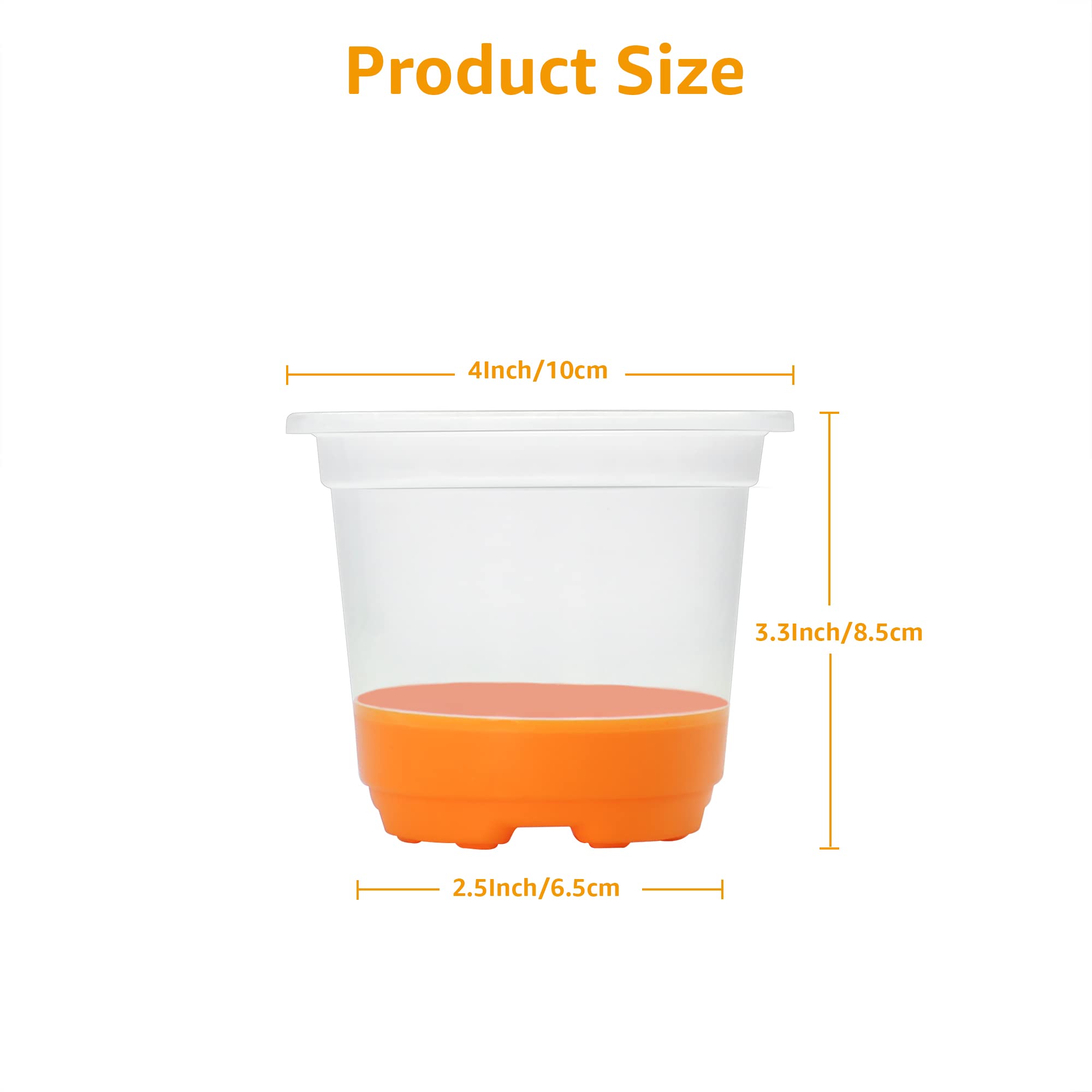 MIXC Clear Nursery Pots with Silicone Base, 4-Inch, 30-Pack | Sturdy Construction, Flexible Base, Drainage Holes, Root and Soil Visibility, Reusable, Seed Starting, Propagation, Green