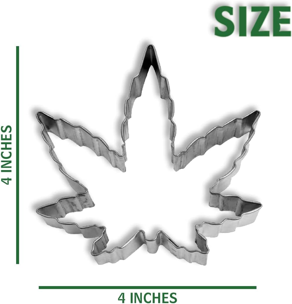Marijuana Leaf Plant Cookie Cutter Stainless Steel 4" Smoke Pot Joint Leaf Bud Cake Mold for DIY Pastry Bakeware Brownie Biscuit Clay Mould Decoration Gift