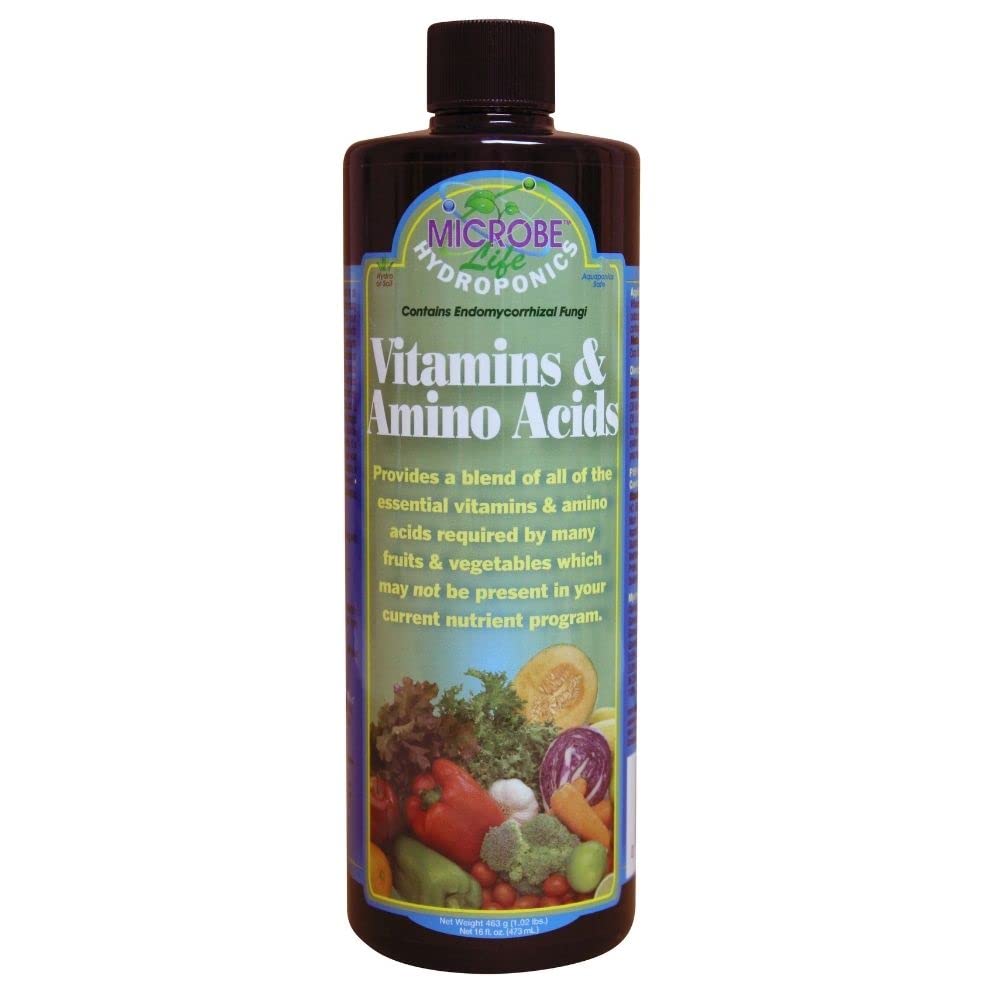 Microbe Life Hydroponics Premium Vitamins & Amino Acids Essential for Maximum Plant Growth and Root Uptake, Use with Any Feeding Systems Including Hydroponics or Soil, 32 Ounces
