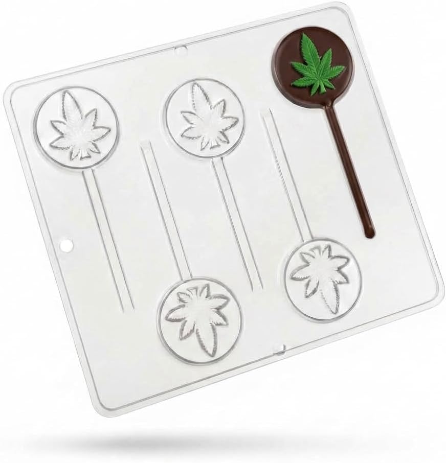Marijuana Leaf Pot Leaf Lollipop Plastic Chocolate Candy Mold Cannabis 3443