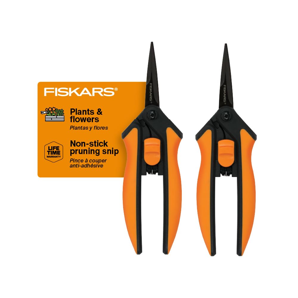 Fiskars 6" Non-Stick Pruning Snips, Resin-Resistant Garden Scissors