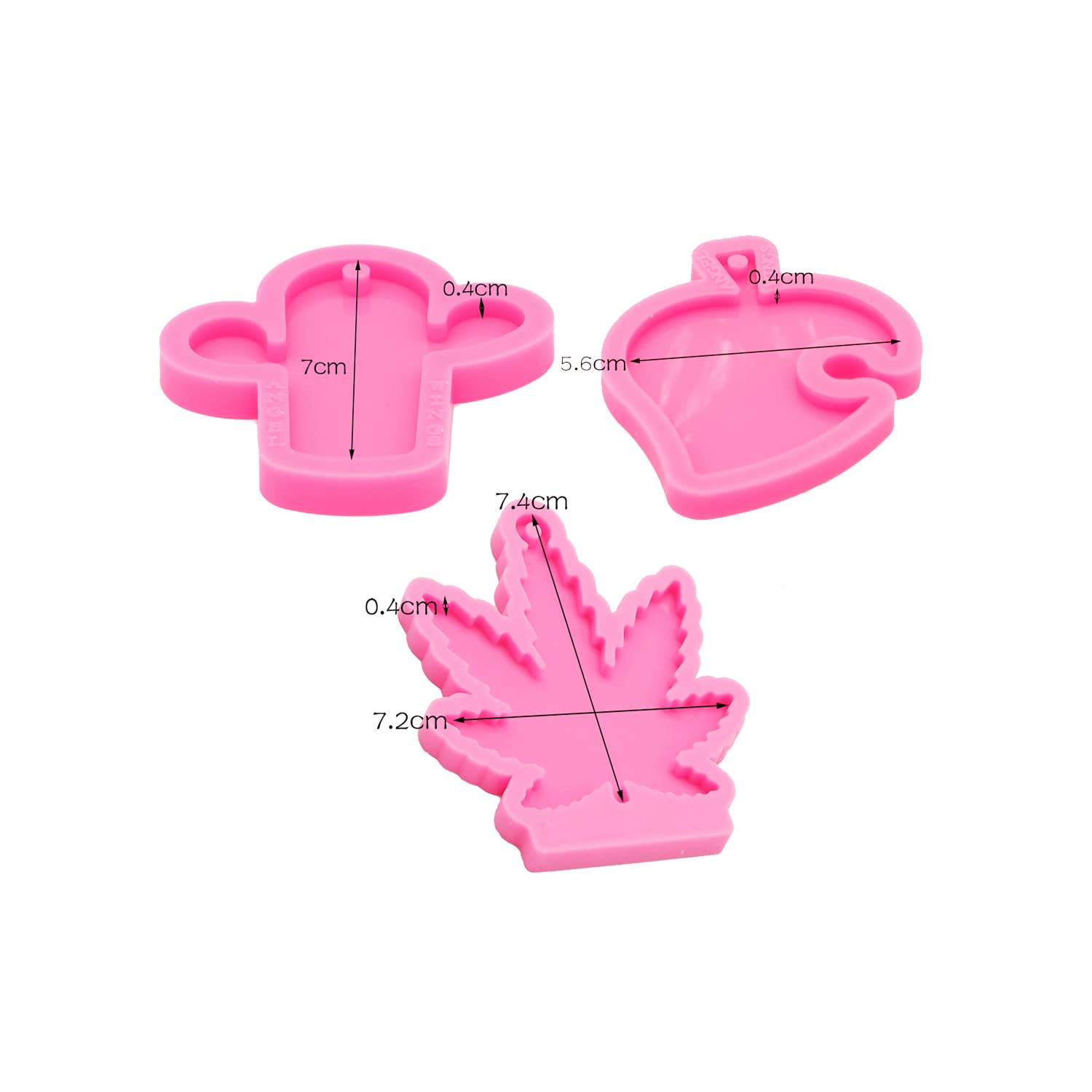 3pc Marijuana Silicone Keychain Mold, Pot Leaf Hemp Resin Epoxy Molds with 10Pc Key Ring (DY0156+DY0156+DY0156+PJ)
