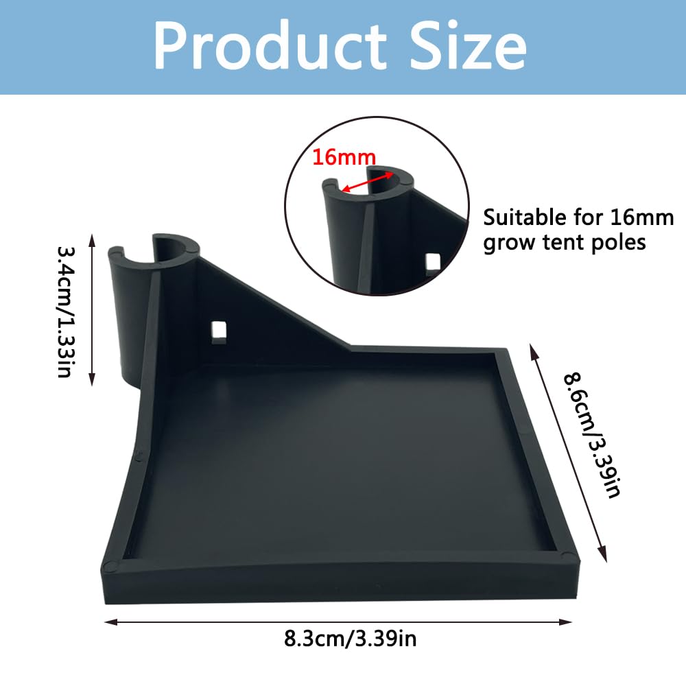 4 PCS Grow Tent Corner Shelf,16 mm Grow Tent Accessories | White Grows Tents Shelves for Place The Hygrometer Camera and Planting Equipment BLACK/WHITE (White/4PCS)
