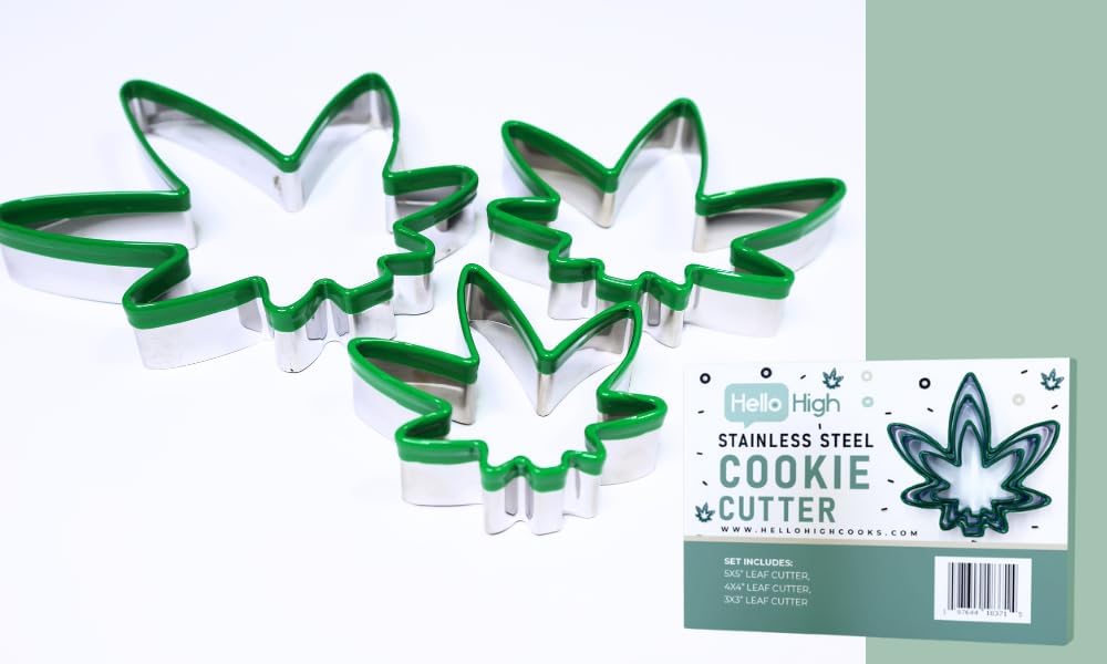 HELLO HIGH 3pc Leaf Cookie Cutters, 420 Baking Supplies & Fondant Stencils