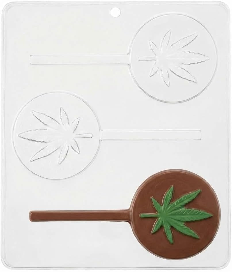 Marijuana Leaf Pot Leaf Lollipop Chocolate Candy Mold 3427-3 Cavities, 3" Diameter