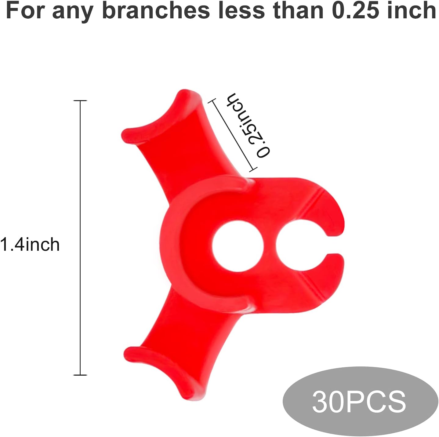30-Pack 90° Plant Training Clips, Red Plant Clips | Reusable low-stress clips, fits stems under 0.25 in, deep grooves reduce slipping, improves airflow and light for plants