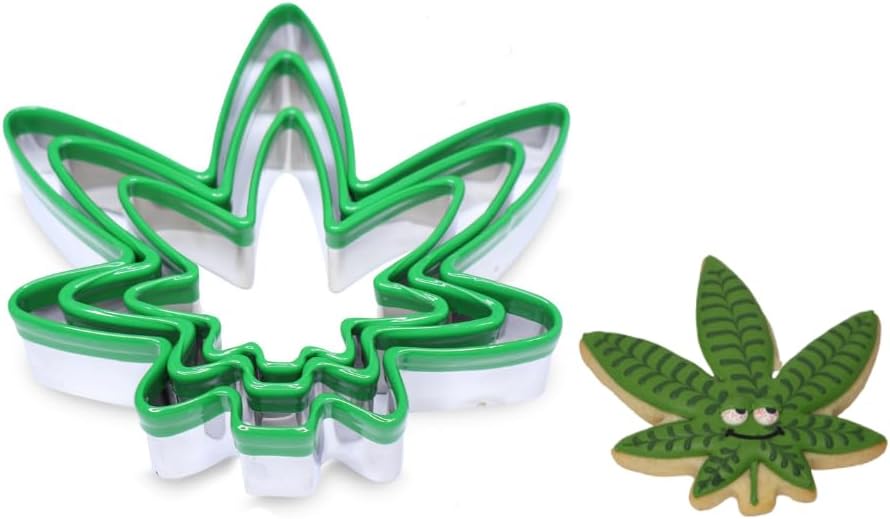 HELLO HIGH 3pc Leaf Cookie Cutters, 420 Baking Supplies & Fondant Stencils