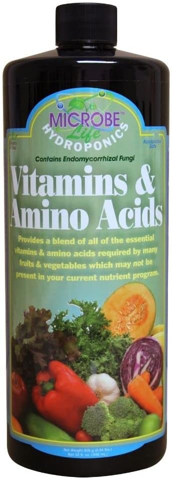 Microbe Life Hydroponics Premium Vitamins & Amino Acids Essential for Maximum Plant Growth and Root Uptake, Use with Any Feeding Systems Including Hydroponics or Soil, 32 Ounces
