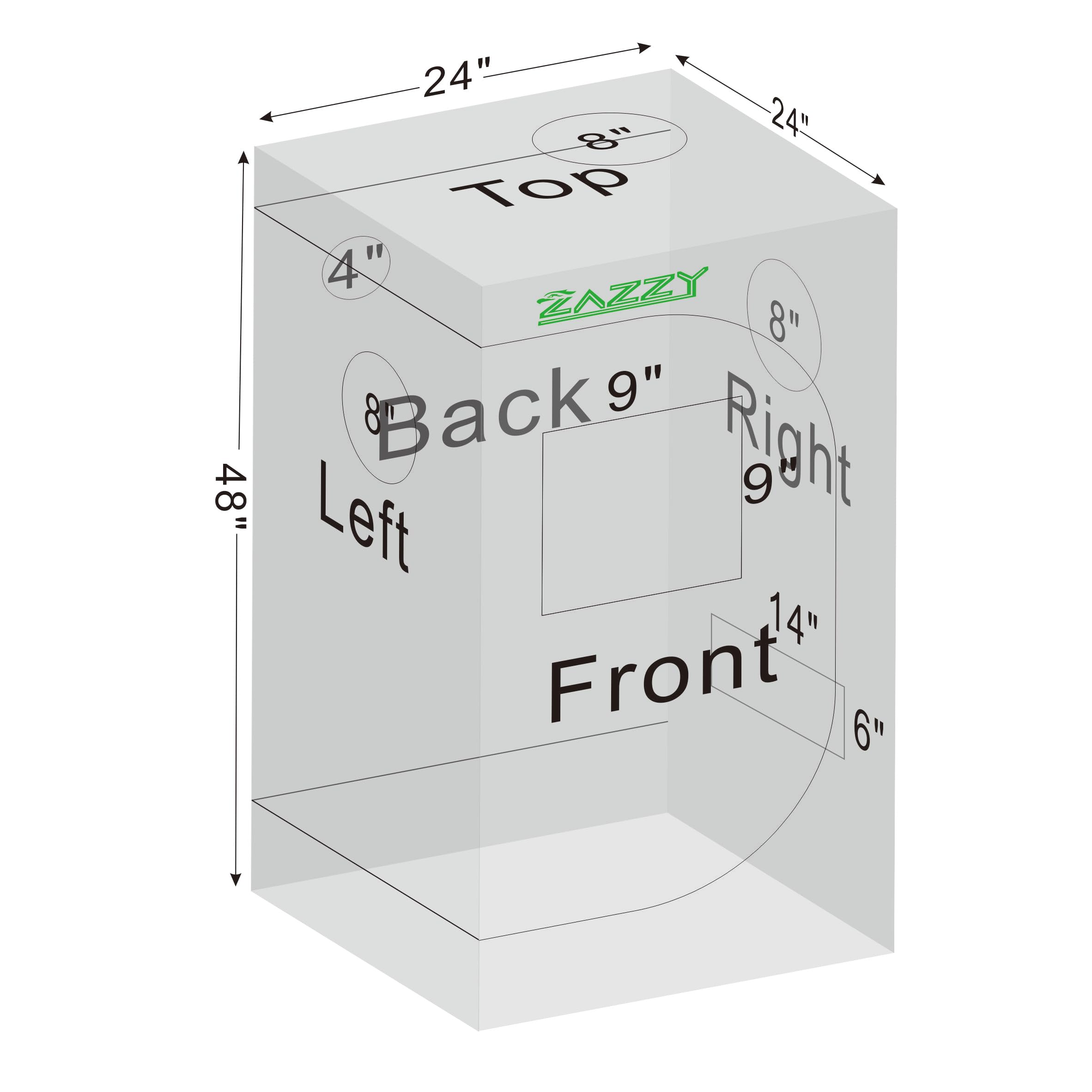 zazzy 3'X3' Grow Tent 32"x32"x63", High Reflective Mylar Growing Tent | Observation Window, Removable Floor Tray and Tool Bag for Planting Indoor Fruit Flower Veg