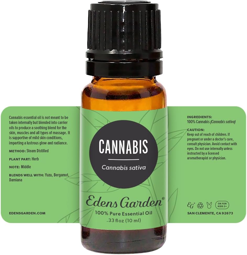 Edens Garden Cannabis Essential Oil- 100% Pure Premium Grade, Undiluted, Natural, Therapeutic, Aromatherapy, The Best for Diffuser, Skin, Candle, Humidifiers 10 ml (.33 fl oz)