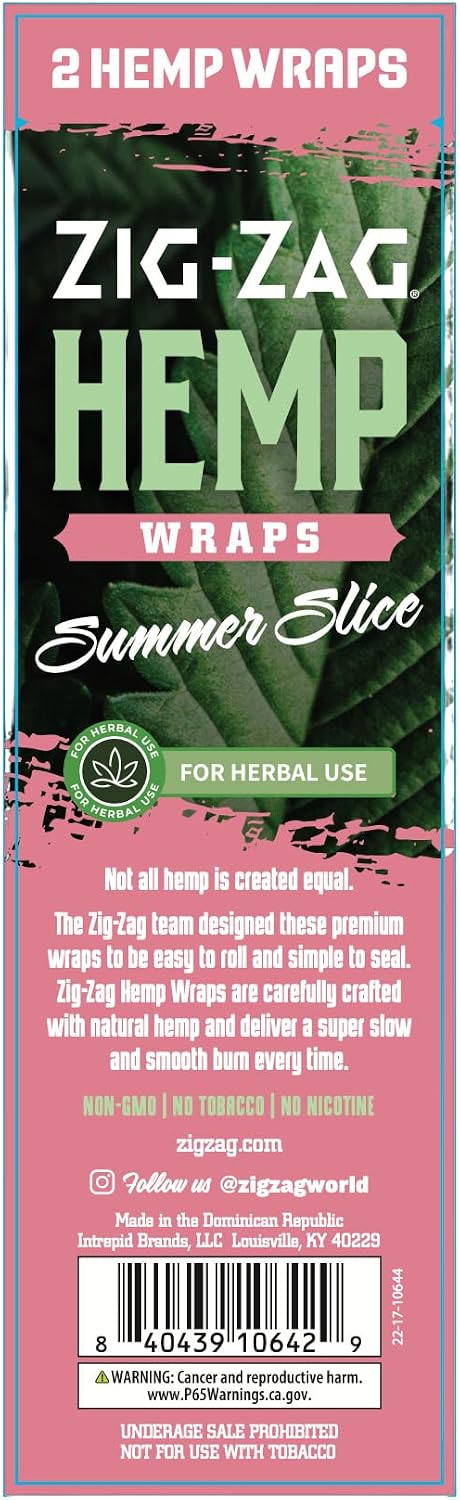 ZIG-ZAG Hemp Wraps Rolling Papers, Mellow Haze 6 pack | 2 sheets per pack, Slow Burn, Plant Based