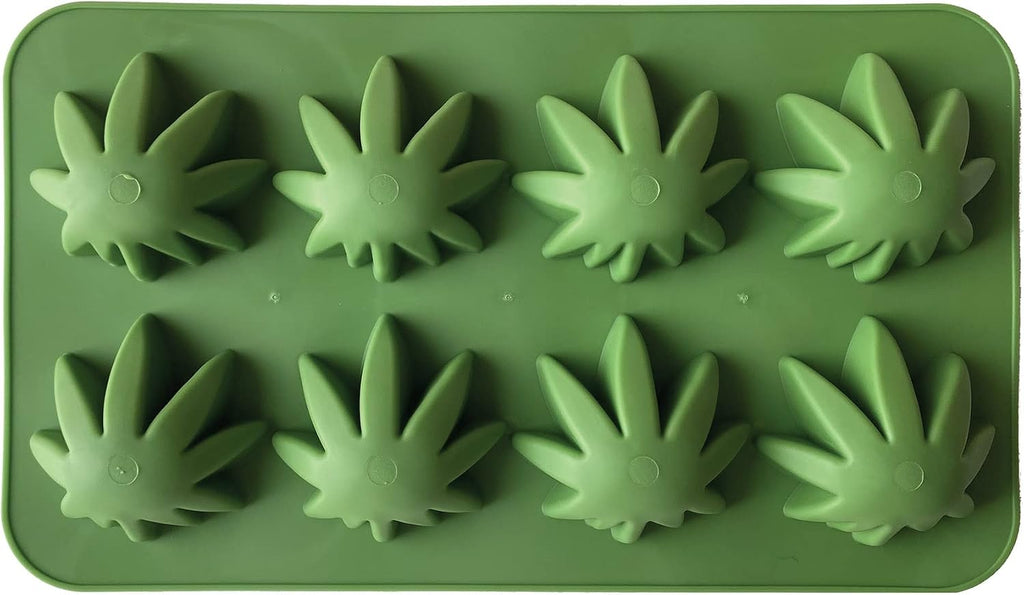 Beistle , 3 Piece Weed Ice Molds, 9" x 5.25", Green | Flexible silicone mold creates eight cannabis leaf-shaped ice cubes, chocolates, candies, gelatin treats, and frozen desserts