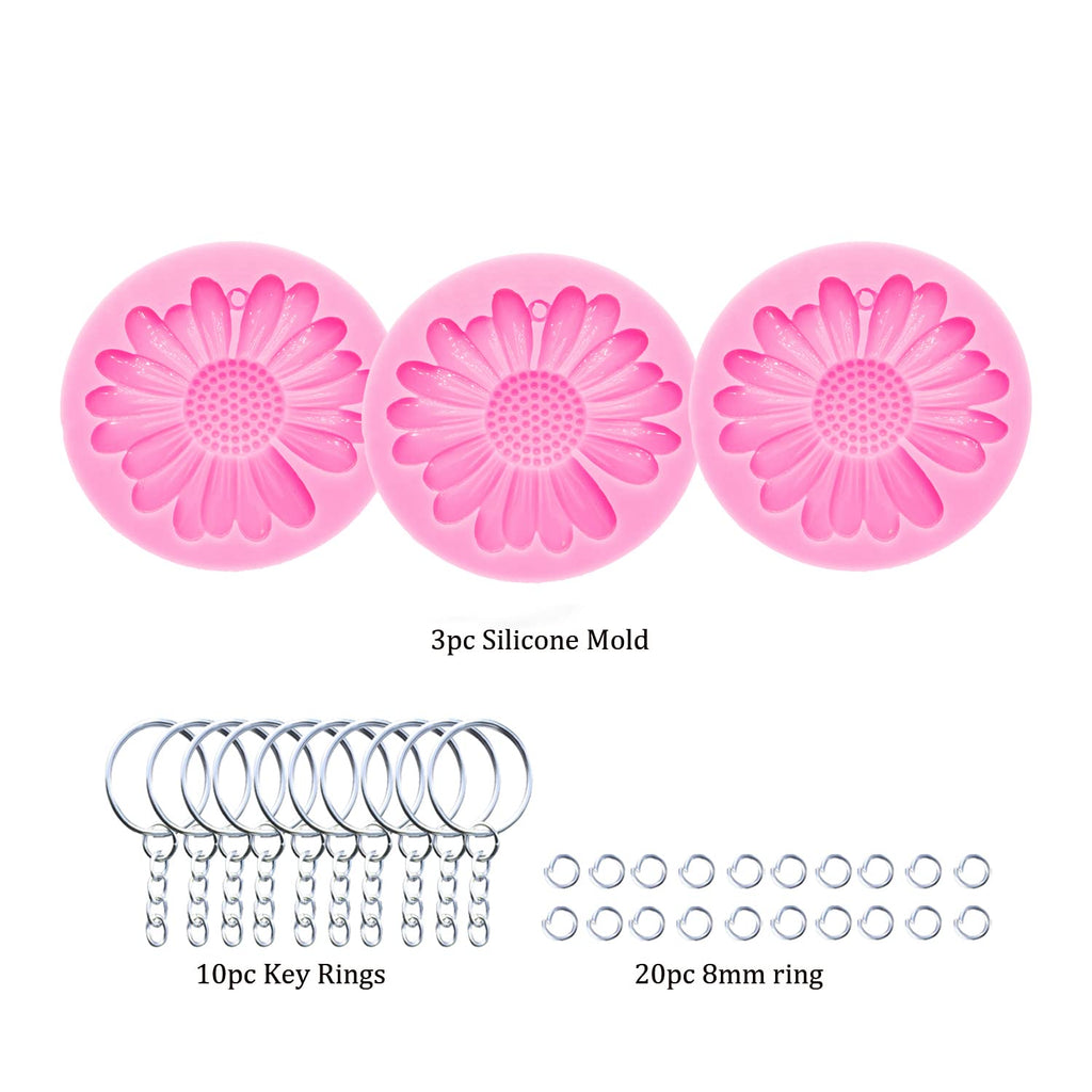 3pc Marijuana Silicone Keychain Mold, Pot Leaf Hemp Resin Epoxy Molds with 10Pc Key Ring (DY0156+DY0156+DY0156+PJ)