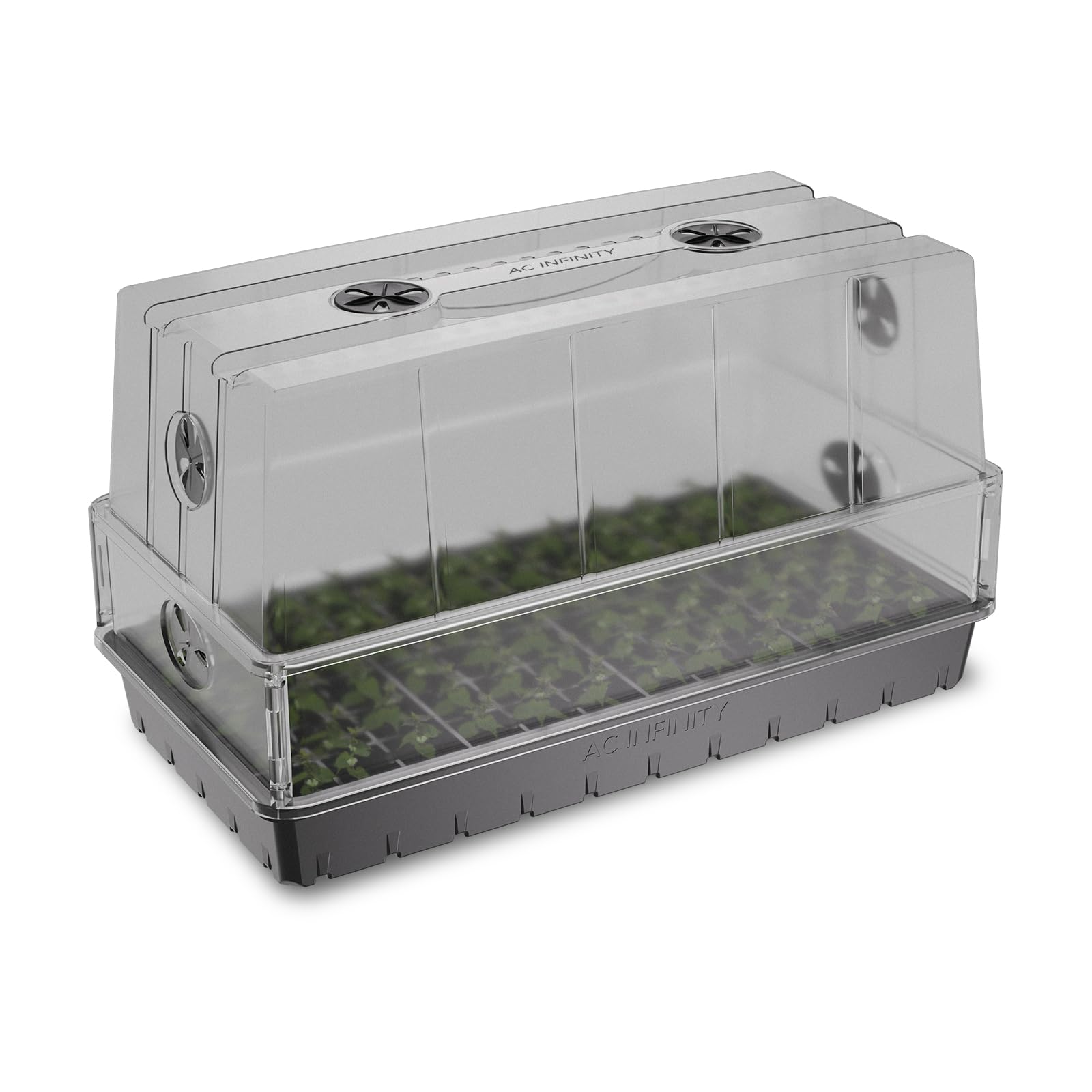 AC Infinity Heavy-Duty Humidity Dome 5x8 Germination Kit | Full Spectrum LED Grow Light Bars w/Samsung LM301H EVO LEDs, Heat Mat, 3mm Dome, Trays, Vented Panels, for Seed Starting