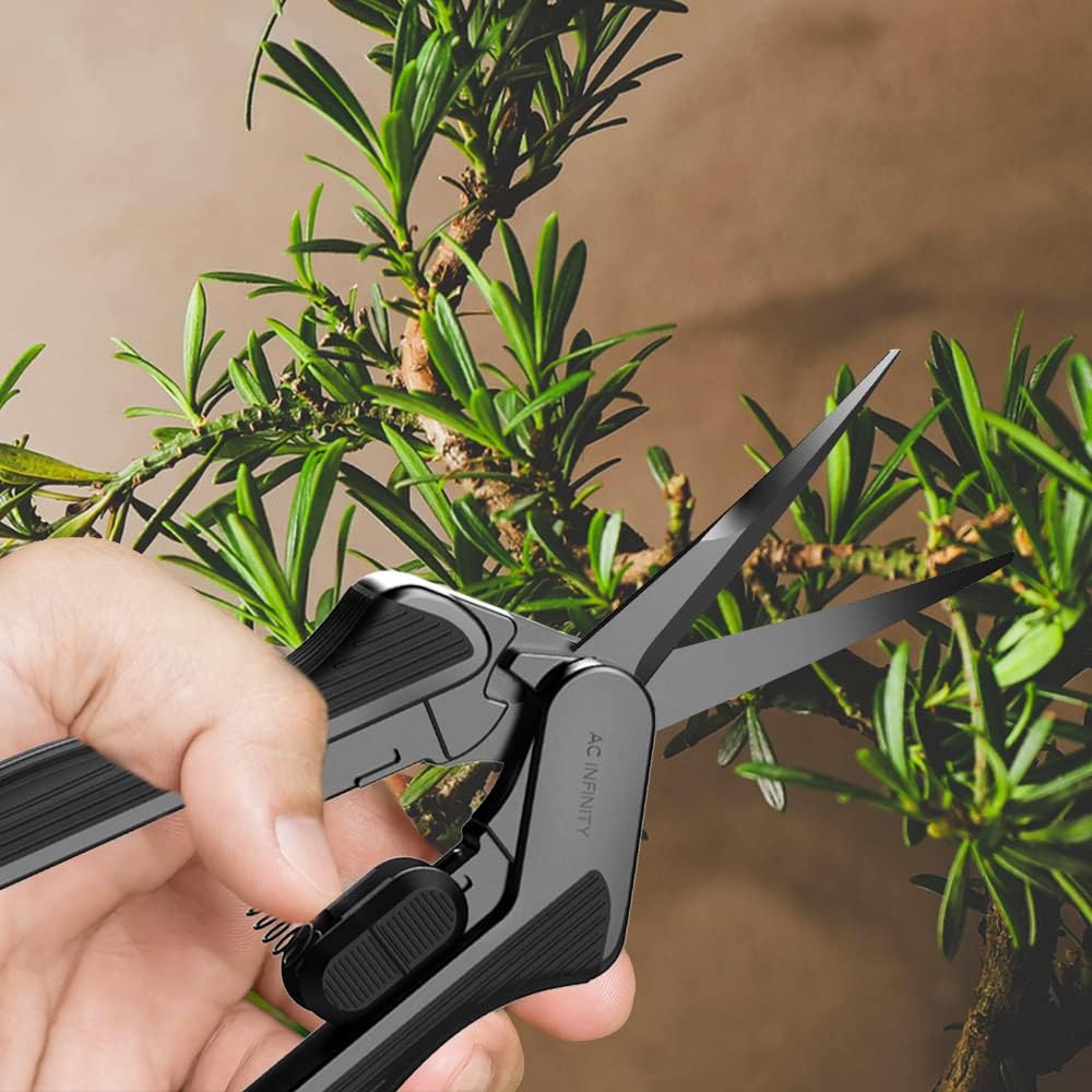 AC Infinity 6.6” Stainless Steel Curved Pruning Shear 2-Pack | Lightweight Ergonomic Design, Curved Precision Blades with Nonstick Teflon Coating for Gardening, Hydroponics, Grow Tents