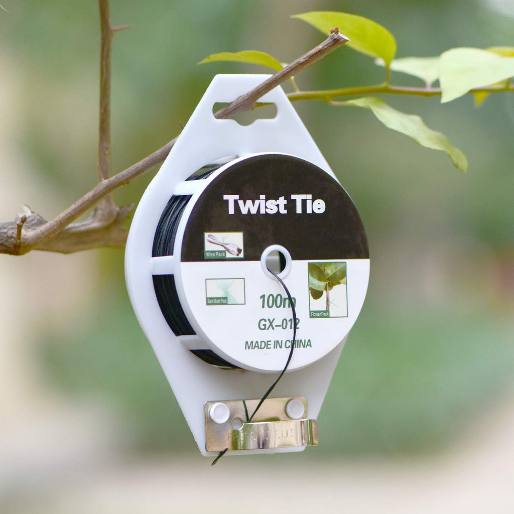 YDSL 328ft (100m) Twist Ties, Green Garden Plant Ties with Cutter for Gardening and Office Organization, Home