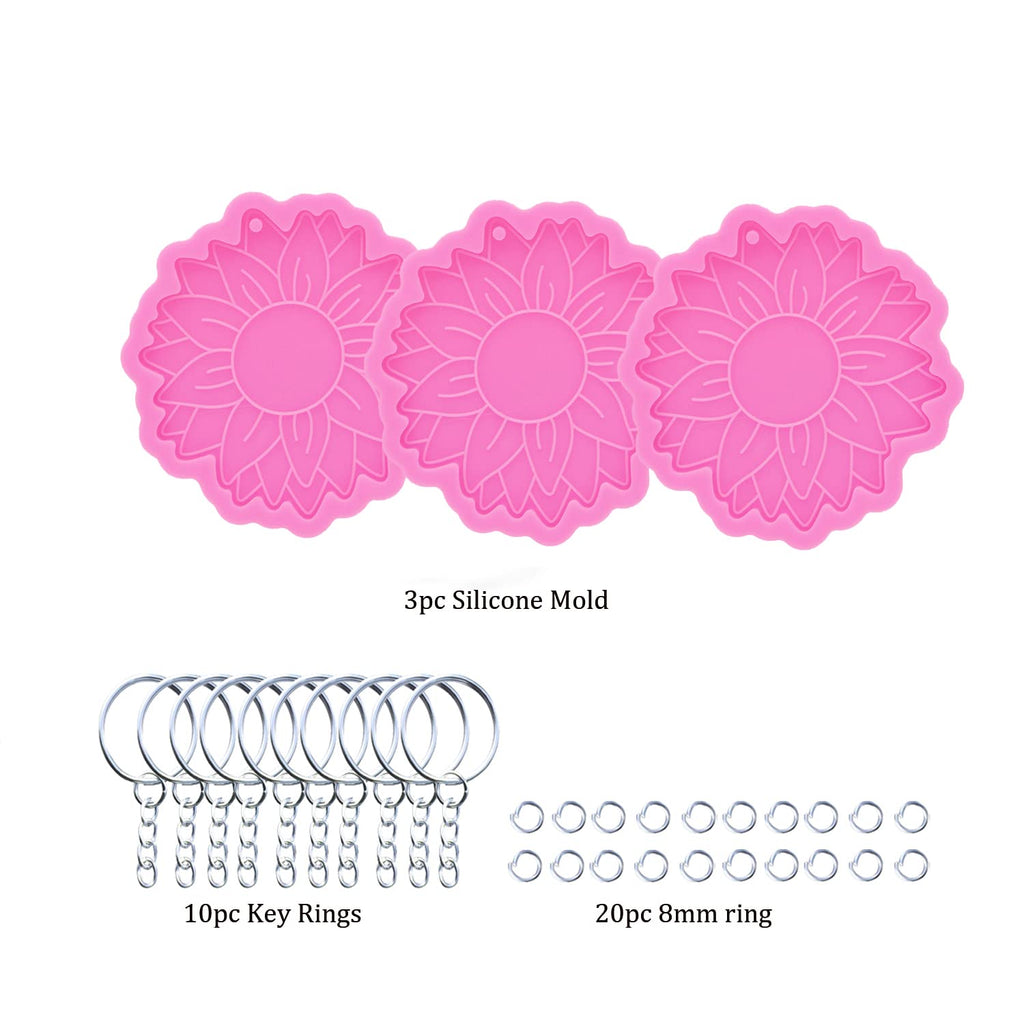 3pc Marijuana Silicone Keychain Mold, Pot Leaf Hemp Resin Epoxy Molds with 10Pc Key Ring (DY0156+DY0156+DY0156+PJ)
