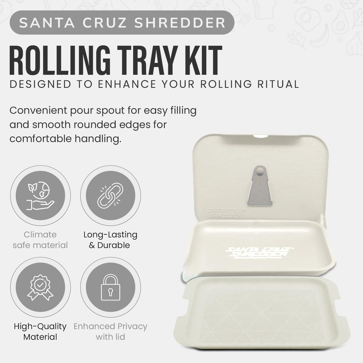 Santa Cruz Shredder Tray Kit With Spout For Easy Filling Smooth Rounded Edges - Small (Purple)
