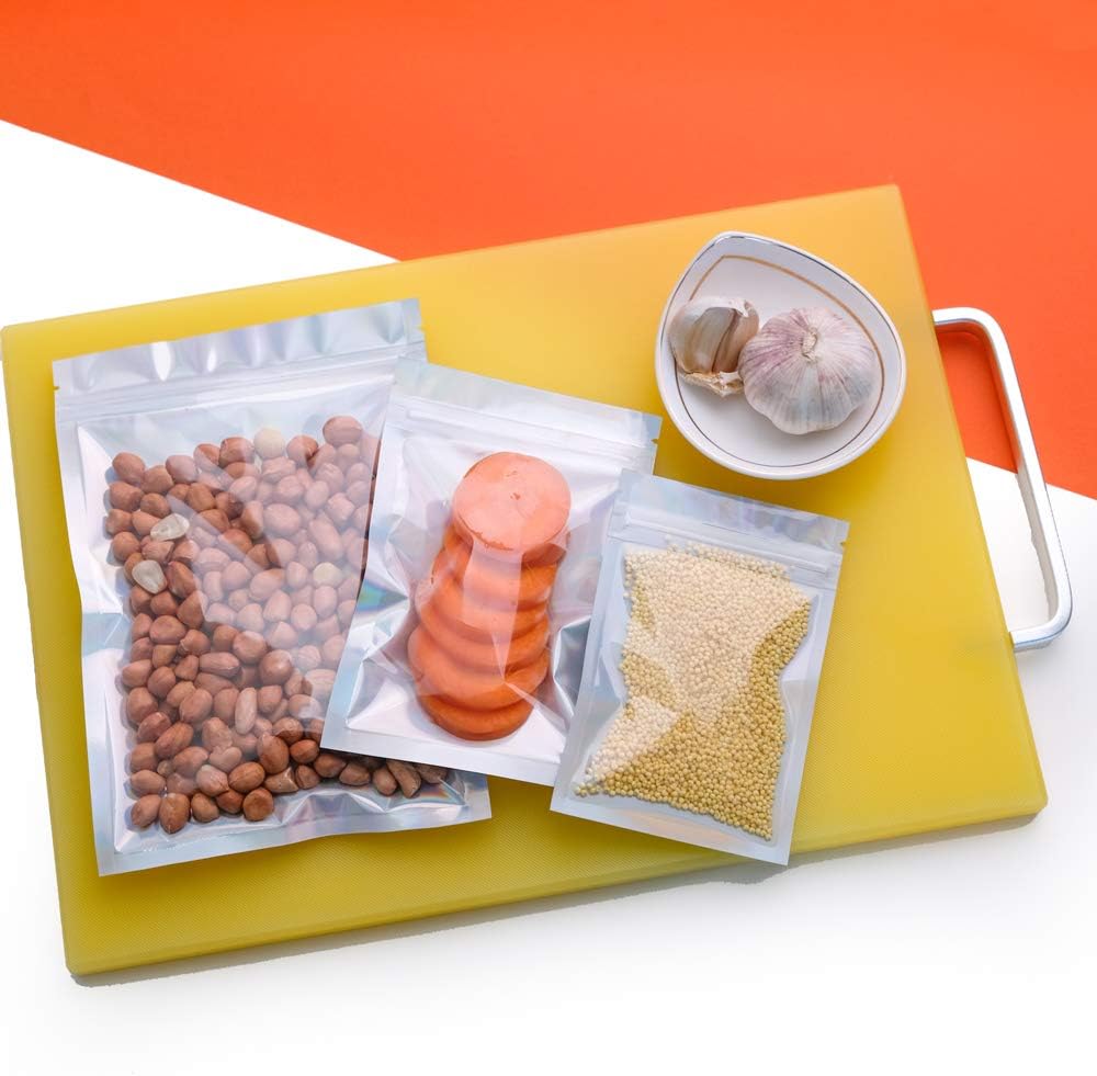 100 Pieces Mylar Holographic Resealable Bags - 4 x 6" Smell Proof Bags, Foil Pouch for Party Favor Food Storage (Holographic Color, 4 x 6 Inch)