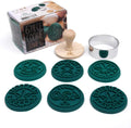 Marijuana Silicone Cookie Stamps, Stainless Steel Cookie Cutter, Wood Handle, Party Novelty Gift, 6 Stamp Set
