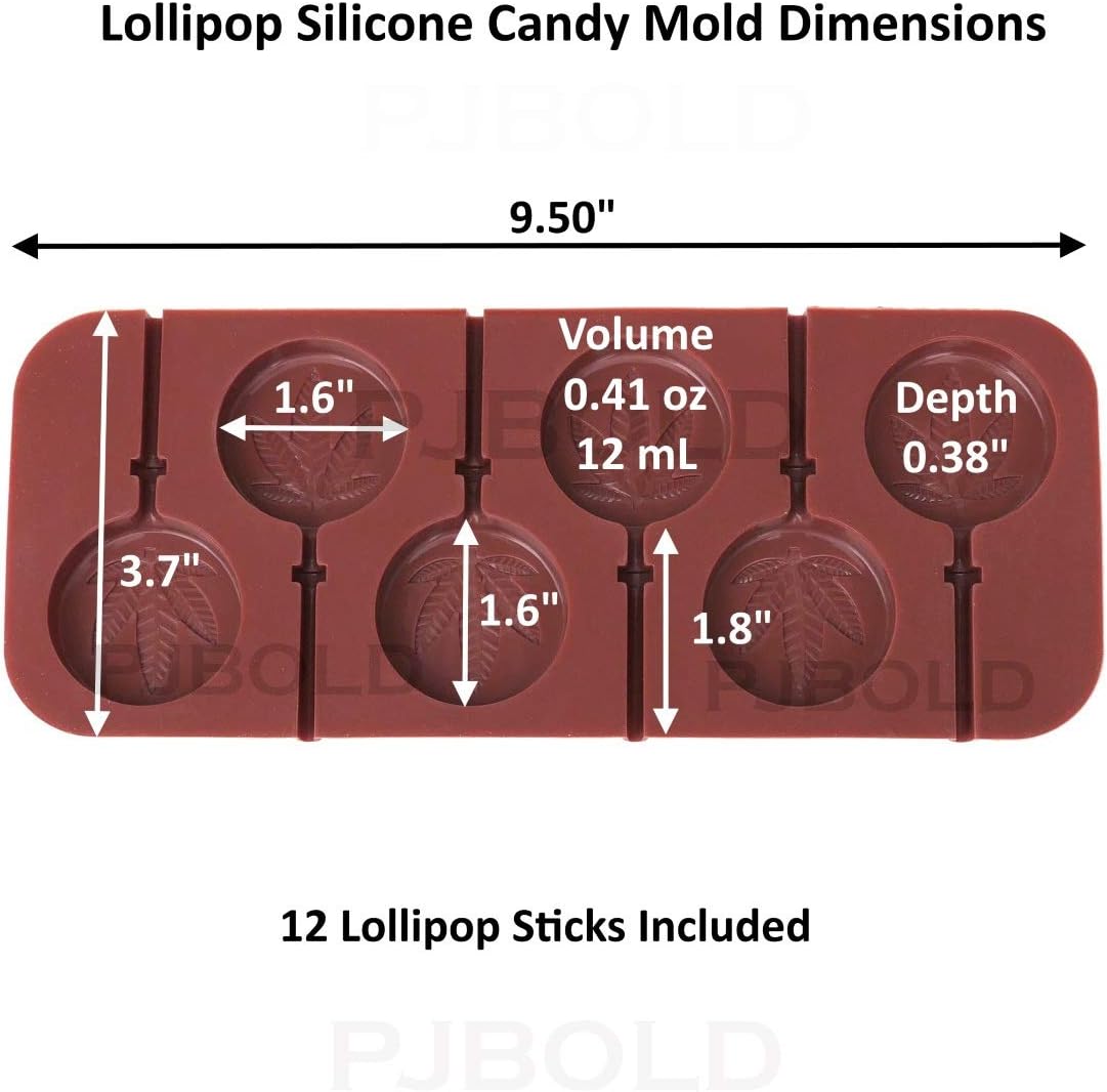 Marijuana Leaf Lollipop Silicone Candy Mold Tray, 2 Pack