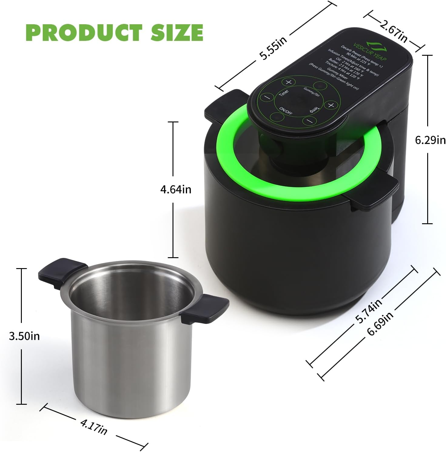 Herbnifique 3-In-1 Decarboxylator & Oil Infuser & Gummy Maker Machine With Mixing Function, Tincture Maker, Herbal Recipe Book Included (Black)
