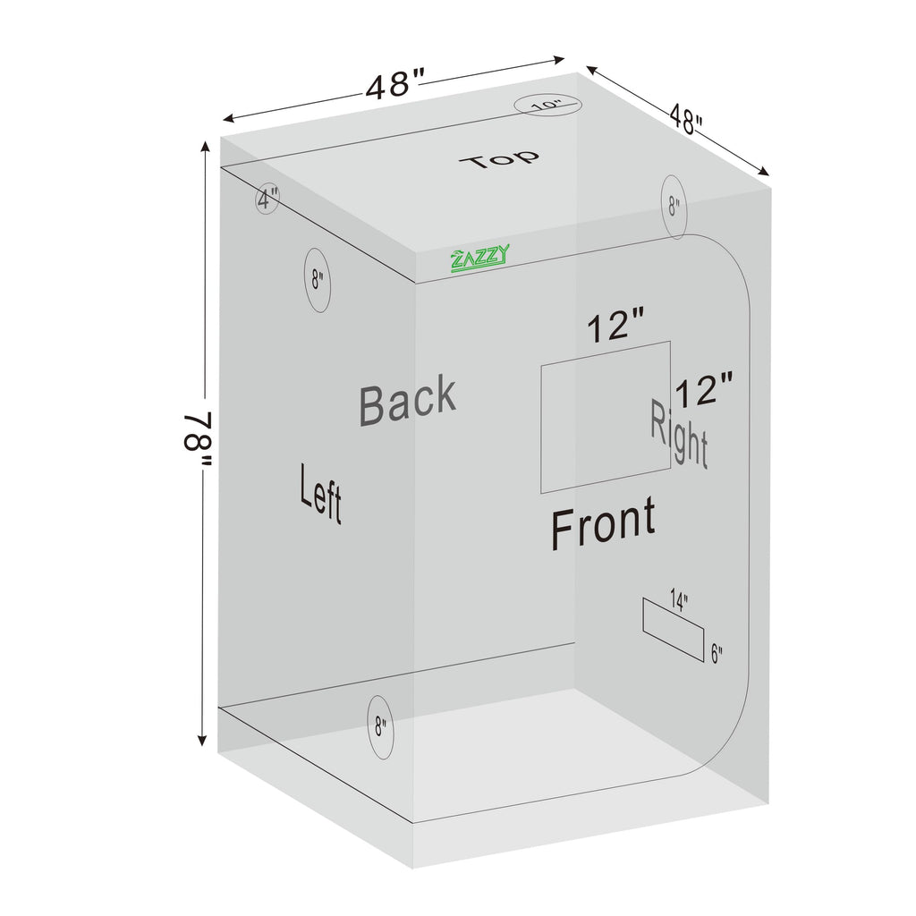 zazzy 3'X3' Grow Tent 32"x32"x63", High Reflective Mylar Growing Tent | Observation Window, Removable Floor Tray and Tool Bag for Planting Indoor Fruit Flower Veg