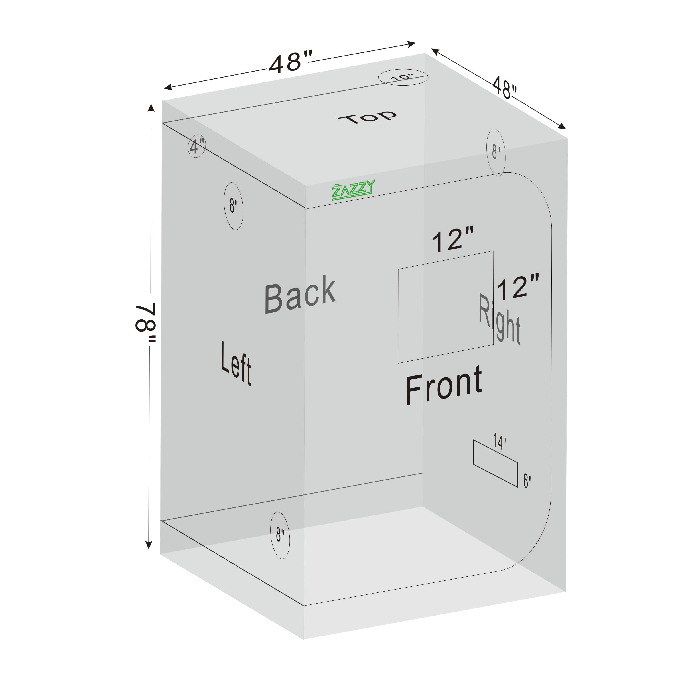 zazzy 3'X3' Grow Tent 32"x32"x63", High Reflective Mylar Growing Tent | Observation Window, Removable Floor Tray and Tool Bag for Planting Indoor Fruit Flower Veg