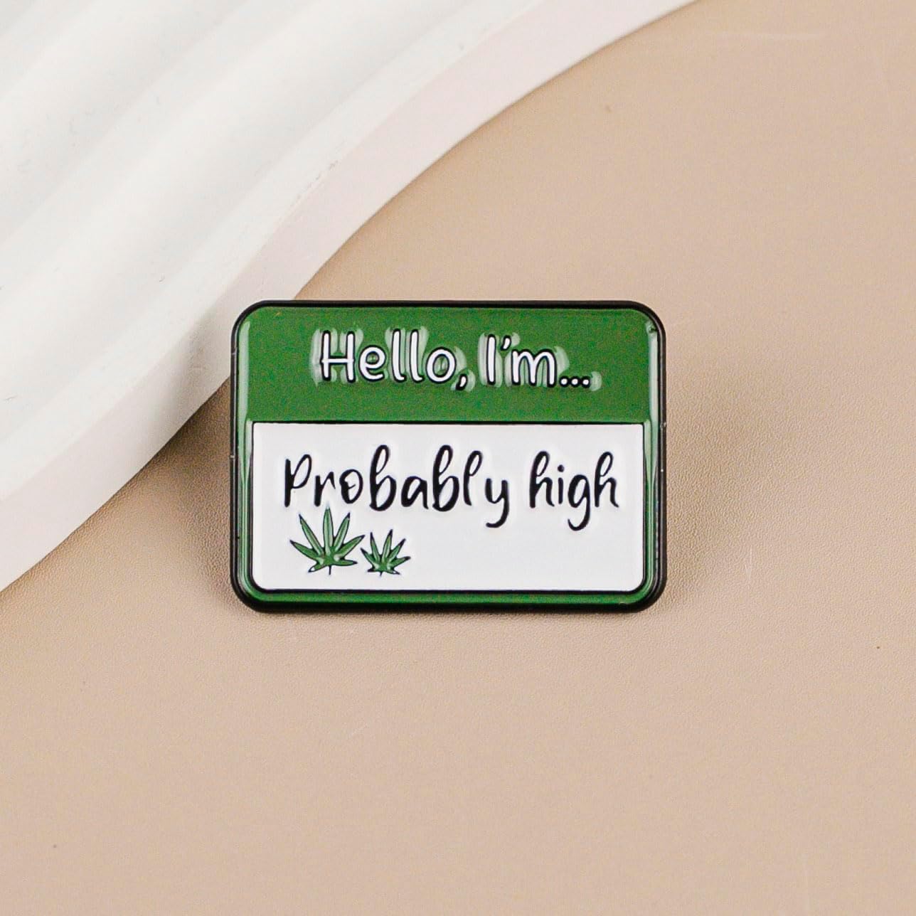 Hello I’m Probably High Enamel Pin, Stoner Cannabis Pin Brooch, Marijuana Smoker Badge Brooch, Smoking Weed Lapel Badges, Funny Gift For 420 Smoker Weed Lover, Blunt Addict Decorative Jewelry Accessories