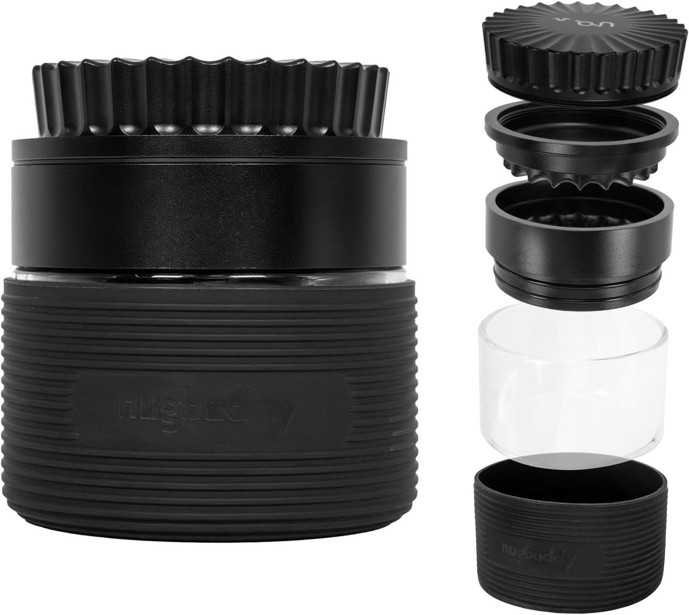 Herb & Spice Grinder | Toothless Mill | Non-Stick Ceramic Coating | Glass Chamber | Storage Compartment | Screen Free | Fluffy Grind | Kitchen Tool