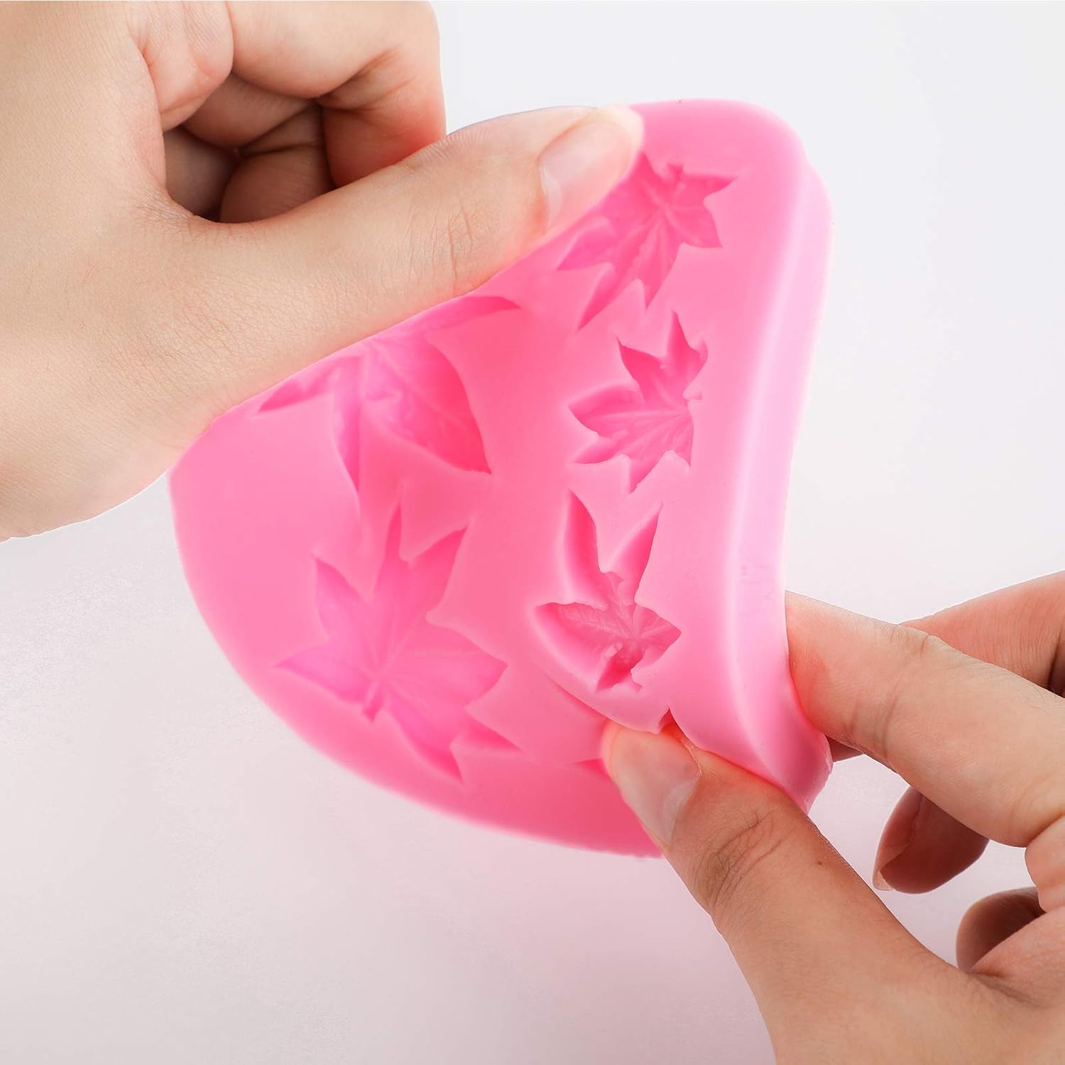 2 Pieces Weed Leaf Cake Fondant Mold Pot Leaves Silicone Mold for Weed Leaf Theme Cake Decoration, Chocolate Candy Polymer Clay Cookie Sugar Craft (Rose Red)